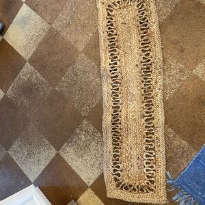 Natural Woven Jute table runner/small rug 13.5 x 49